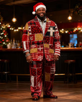 Big & Tall Men's Christmas Patchwork Print Suit